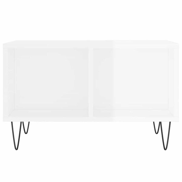 vidaXL Klubska mizica visok sijaj bela 60x50x36,5 cm inženirski les