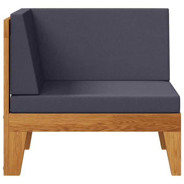 vidaXL Sekcijski kotni kavč s temno sivimi blazinami trdna akacija