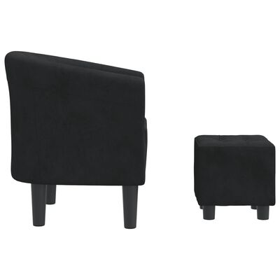 vidaXL Fotelj s stolčkom za noge črn žamet