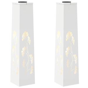 vidaXL Solarno LED svetilo za pot 2 kos Toplo bela 18 x 18 x 80 cm