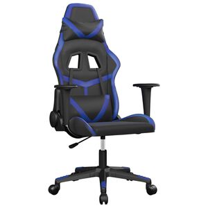 vidaXL Gaming stol črno in modro umetno usnje