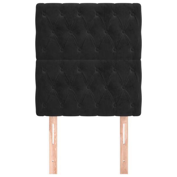 vidaXL Vzglavje postelje črno 80x7x118/128 cm žametno