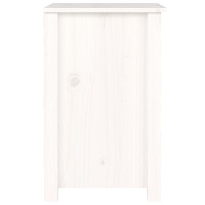 vidaXL Nočna omarica bela 40x35x55 cm trdna borovina
