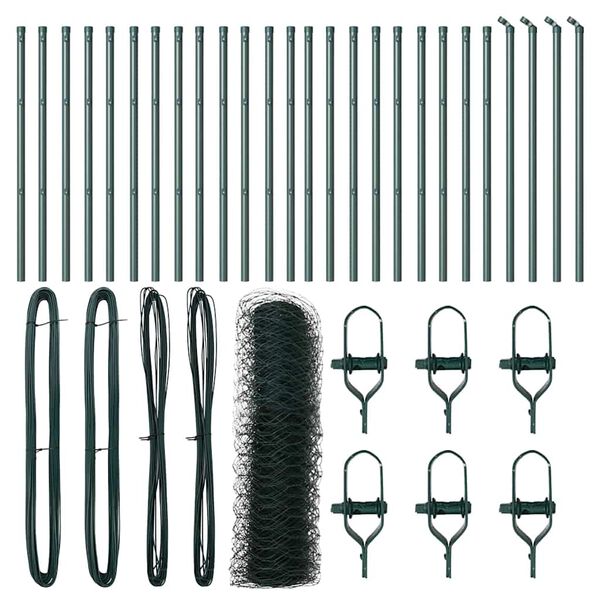 vidaXL Steber ograje. Zelena 50 x 0,6 m (36 mm mreža) Jeklo in PVC