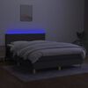 vidaXL Box spring postelja z vzmetnico LED temno siva 140x190 cm blago