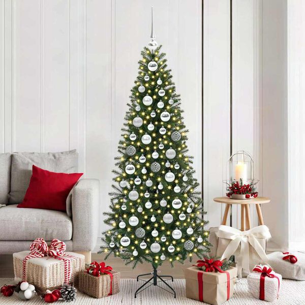 vidaXL Set božičnih okraskov med 300 LED 120 pcs srebrna Plastika