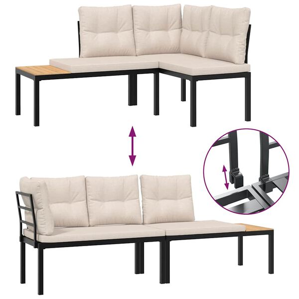 vidaXL Vrtne klopi z blazinami 4 kosi črno prašno lakirano jeklo