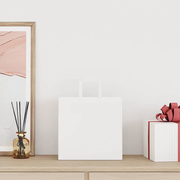 vidaXL Papirnate vrečke 250 kosov z ročaji bela 26x17x25 cm