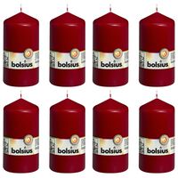 Bolsius Stebričaste sveče 8 kosov 130x68 mm vinsko rdeče