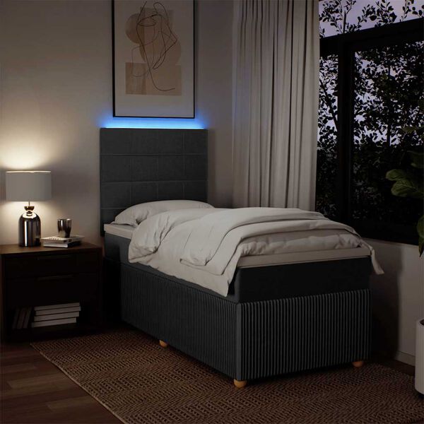 vidaXL Box spring postelja z vzmetnico temno siva 90x190 cm blago