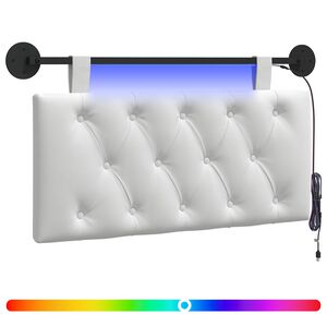 vidaXL Viseče vzglavje postelje Z LED svetlobo Bela Blago