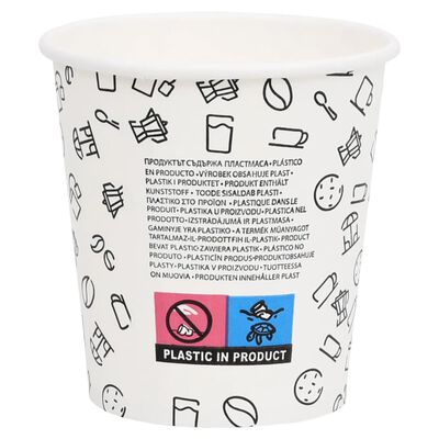 vidaXL Papirnate skodelice za kavo 200 ml 250 kosov bele in črne