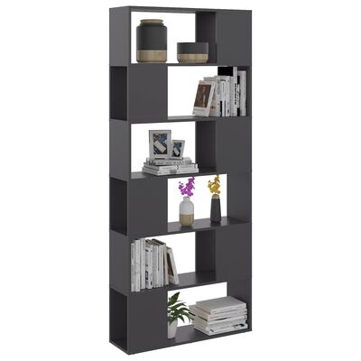 vidaXL Knjižna omara za razdelitev prostora siva 80x24x186 cm