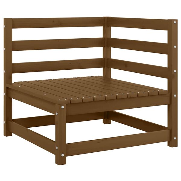 vidaXL Vrtni kotni kavč s krem blazinami trdna borovina