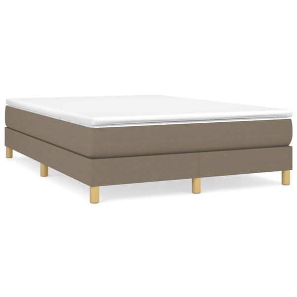 vidaXL Box spring postelja z vzmetnico taupe 140x190 cm blago