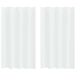 vidaXL Voile zavesa z zavesami 2 pcs Bela 175 x 140 cm Poliester