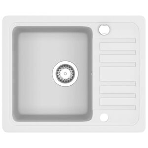 vidaXL Enojno kuhinjsko pomivalno korito iz granita belo