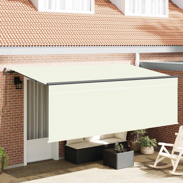 vidaXL Retraktilna tenda krema 350 x 200 cm Poliester in aluminij