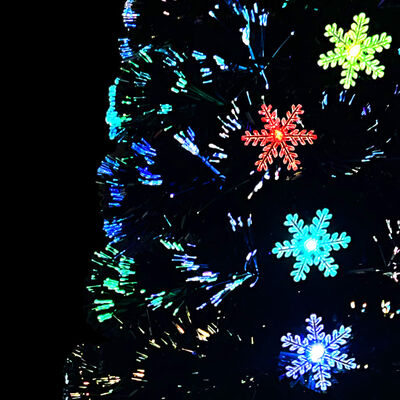 vidaXL Novoletna jelka z LED snežinkami črna 240 cm optična vlakna