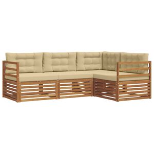 vidaXL Zunanja garnitura za sedenje z blazino 4 pcs Naravna in bež