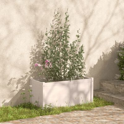 vidaXL Vrtno cvetlično korito 2 kosa belo 100x50x50 cm trdna borovina