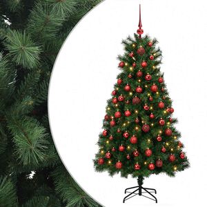 vidaXL Umetno božično drevo s kroglicami in zložljivimi vejami 150 cm