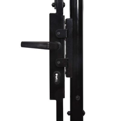 vidaXL Enojna vrata za ograjo zaobljena jeklo 1x1,75 m črna
