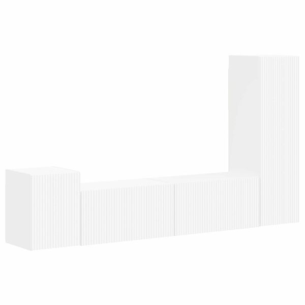 vidaXL Komplet TV omaric 4 pcs Bela Konstruiran les