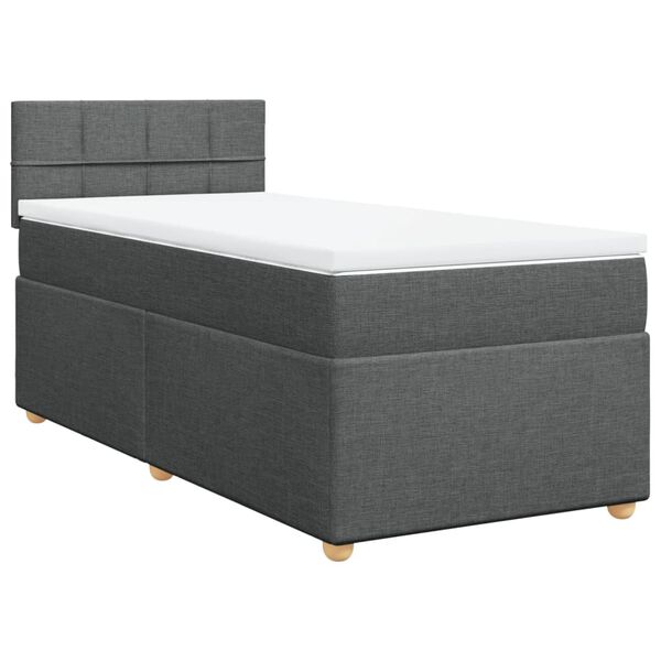 vidaXL Box spring postelja z vzmetnico temno siva 80x200 cm blago