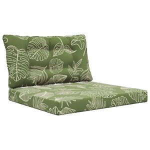 vidaXL Zunanja blazina za kavč 2 pcs Listnati dizajn Poliester