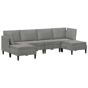 vidaXL Komplet pohi&scaron;tva za dnevno sobo 6 pcs Svetlo siva Žamet