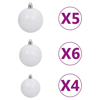 vidaXL Komplet božičnih bučk s konico 150 LED lučk bele in sive