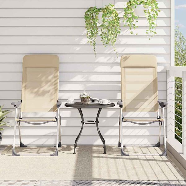 vidaXL Zložljivi stoli za kampiranje 2 kosa kremne barve aluminij