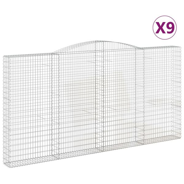 vidaXL Obokane gabion ko&scaron;are 9 kosa 400x30x200/220 cm pocinkano železo