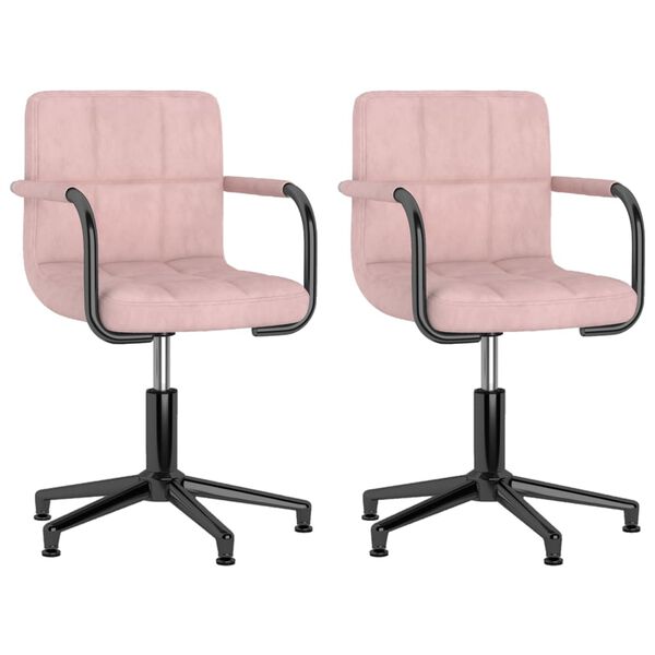 vidaXL Vrtljiv jedilni stol 2 kosa roza žamet