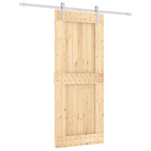 vidaXL Drsna vrata Naravna in bela 85 x 210 cm Masiven borov les