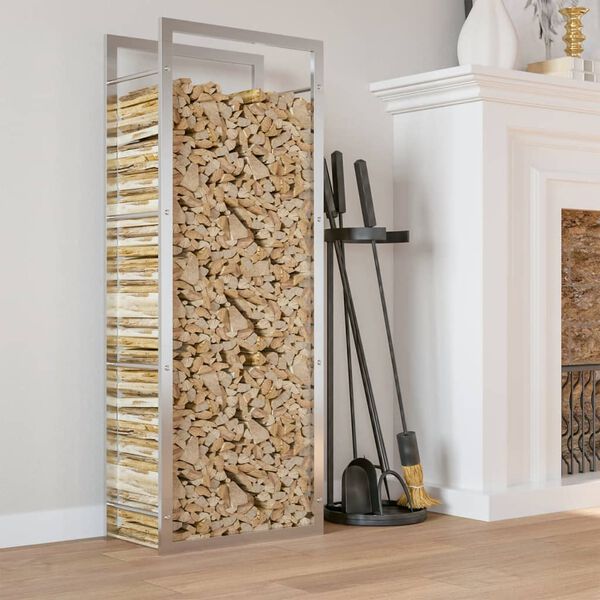 vidaXL Stojalo za drva 50x28x132 cm nerjaveče jeklo