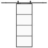 vidaXL Drsna vrata z opremo črna 76x205 cm ESG steklo