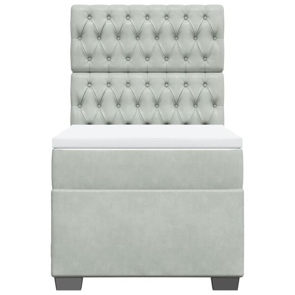 vidaXL Box spring postelja z vzmetnico svetlo siva 100x200 cm žamet