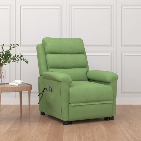 vidaXL Masažni stol s funkcijo vstajanja svetlo zelen žamet