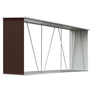 vidaXL Vrtna lopa za drva pocinkano jeklo 330x84x152 cm rjava