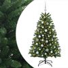 vidaXL Umetno božično drevesce, srednje zeleno, z bunkicami 150 cm