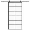 vidaXL Drsna vrata z opremo črna 90x205 cm ESG steklo