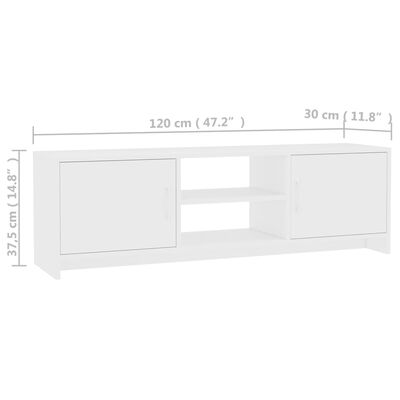 vidaXL TV omarica bela 120x30x37,5 cm iverna plošča