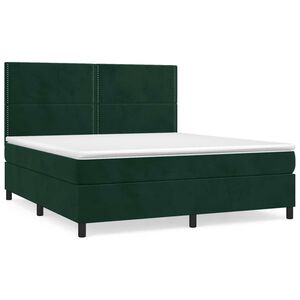 vidaXL Box spring postelja z vzmetnico temno zelena 180x200 cm žamet