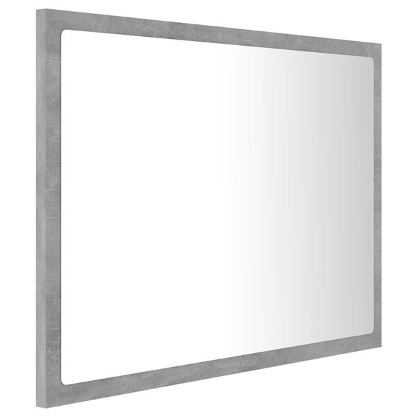 vidaXL LED kopalniško ogledalo betonsko sivo 60x8,5x37 cm akril