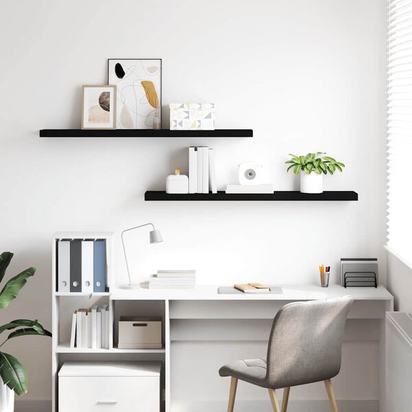 vidaXL Stenske police 2 kosa črne 120x23,5x3,8 cm MDF