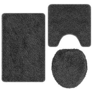 vidaXL Set protidrsnih kopalnih preprog 3 kos Temno siva 50 x 80 cm PP