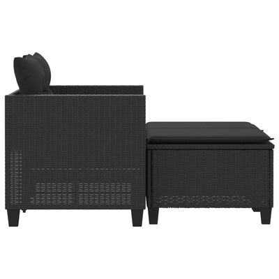 vidaXL Vrtni kavč dvosed s stolčki črn poli ratan