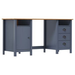 vidaXL Pisalna miza Hill siva 150x50x74 cm trdna borovina